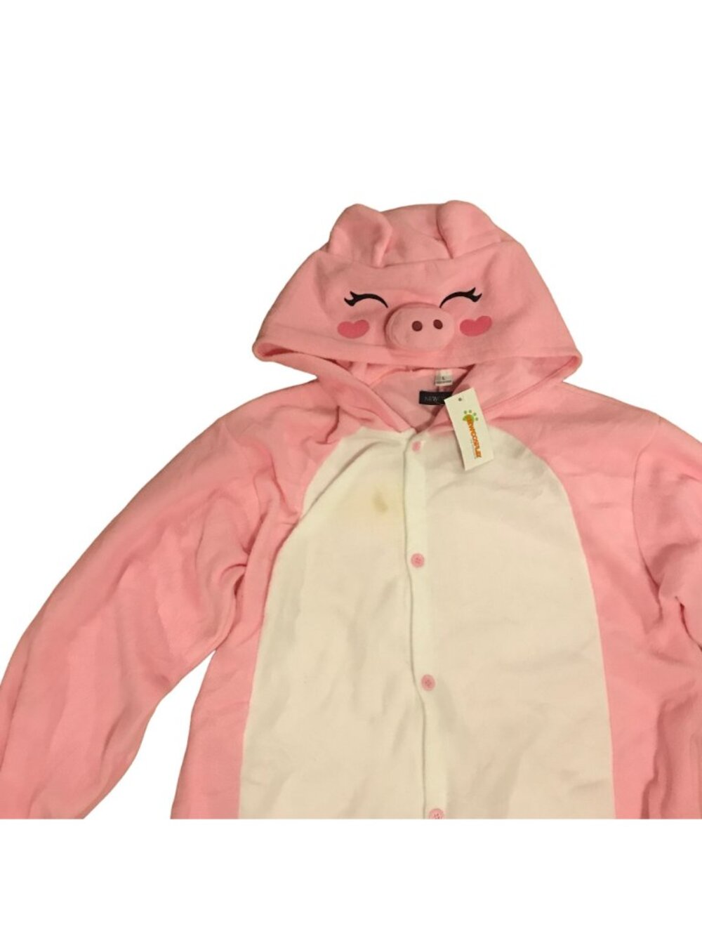 New Cosplay Pink Pig Costume Kigurumi Pajamas Hood Adult Lg Fleece One Piece New